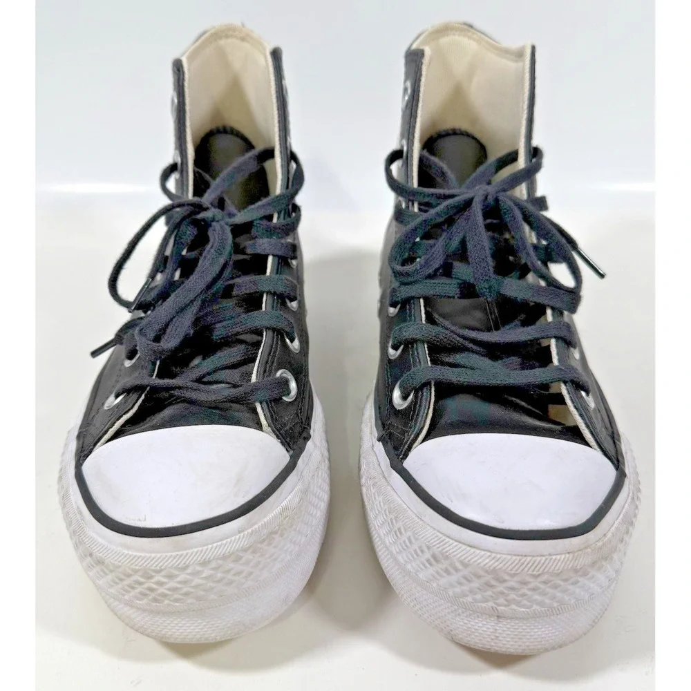 Converse Chuck Taylor All Star Lift Hi Women 7.5 Black Leather Platform 561675C